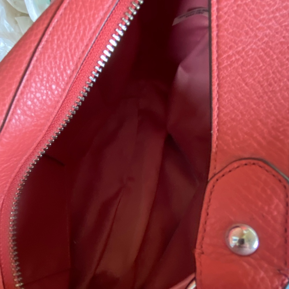 Coach Salmon Leather Shoulder Bag with Seam Detail - Picture 4 of 9